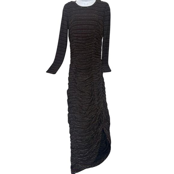 Circus NY Womens Dress Medium Long Sleeve Black Multicolored Tight Rouse striped - Picture 1 of 8